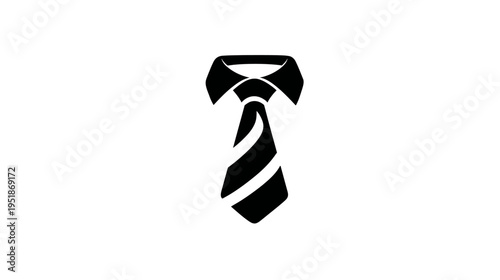 Black Necktie and Collar Icon Vector. Formal Business Wear Symbol for Professional Attire, Fashion, and Corporate Design.