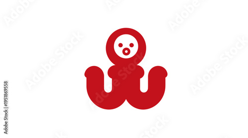 Stylized red Kotwica symbol, a historical emblem of patriotism and resistance, isolated on a clean white background.