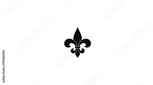 Elegant Black Fleur-de-Lis Symbol on White. Historic French Heraldic Royal Lily Motif Illustration.