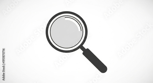 A minimalist magnifying glass icon in a flat design style