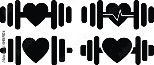 Dumbbell heart shape icon fitness love gym vector illustration design