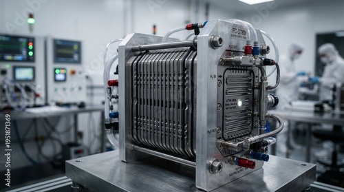 Modern Hydrogen Fuel Cell Stack in Industrial Testing Facility