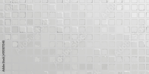 Close up of a textured white tile wall with a grid pattern