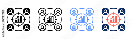 Growth Alignment icon set multiple style collection