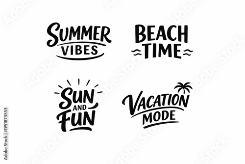 Summer vibes and beach time typography for fun vacation mode