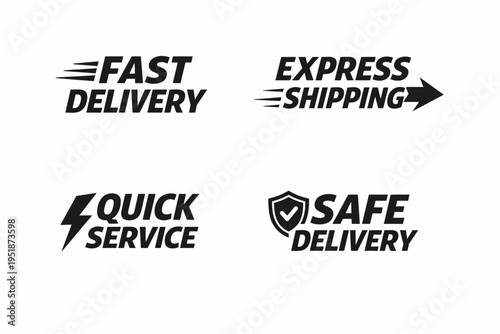 Fast delivery and quick service icons for safe express shipping