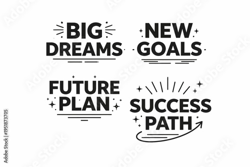 Inspirational motivational quotes: big dreams, new goals, future plan, success path