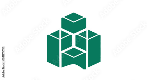 Green 3D Cube Blocks Stacked.