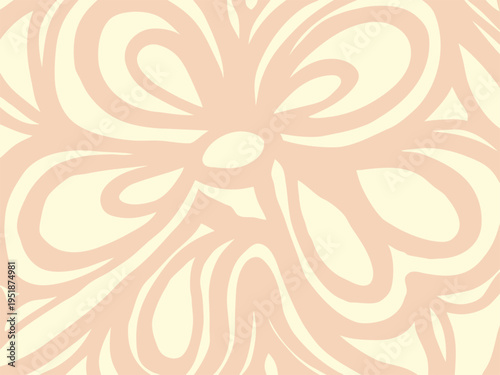 Soft peach floral pattern with swirling teardrop shapes design element