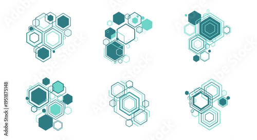 Abstract Hexagons Geometric Patterns Technology Science Futuristic Design
