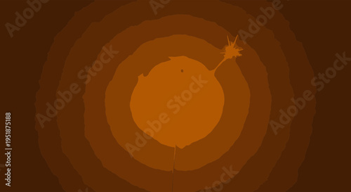 Dark Brown Abstract Radial Gradient Concentric Circles with Small Blob