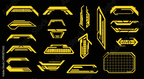 Sci Fi Yellow Futuristic Hud Elements Yellow Digital Interface Design
