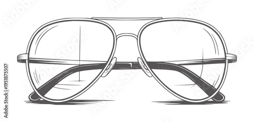 Black and white line of aviator eyeglasses with dark lenses