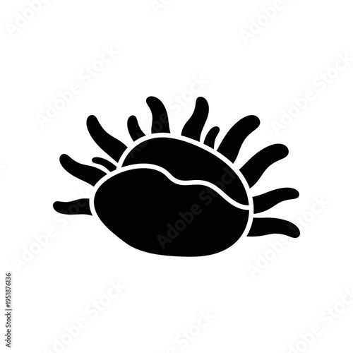 Black handprint icon isolated on white background vector illustration minimalist design