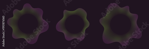Abstract Circular Audio Waveform Set with Gradient Sound Waves and Radial Music Visualizers