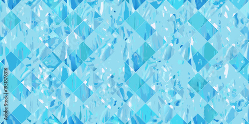 An abstract light blue diamond pattern fills the entire frame
