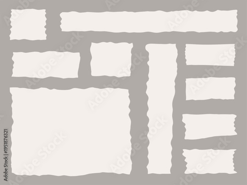 Torn paper shapes and rectangles for design and layout purposes