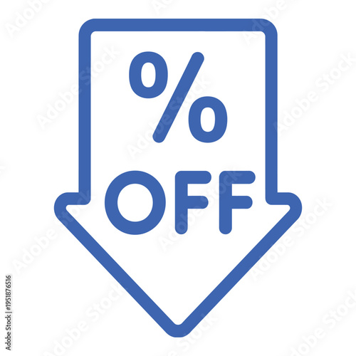Discount percentage off arrow symbol flat icon vector graphic illustration isolated on transparent background