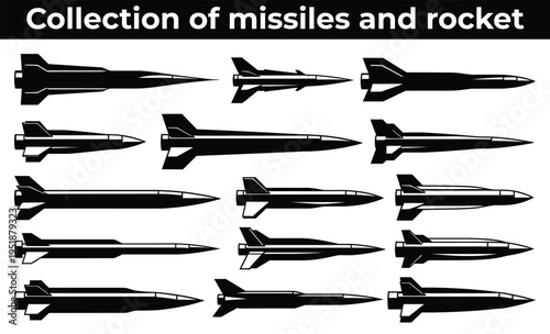Collection of various missile and rocket silhouettes for reference