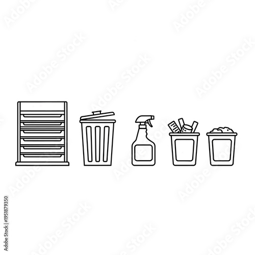 Waste management tools and trash cans for recycling and disposal indoors
