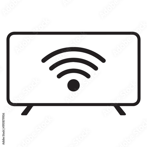 Smart TV with WIFI signal minimal vector Icon