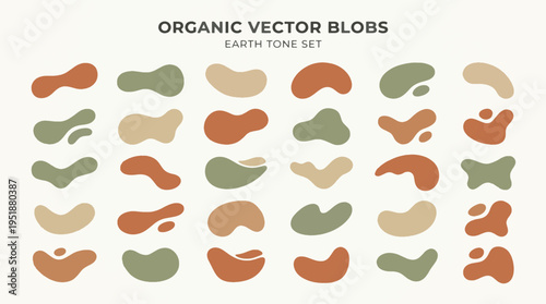 Set of 20 organic vector blobs earth tone vector