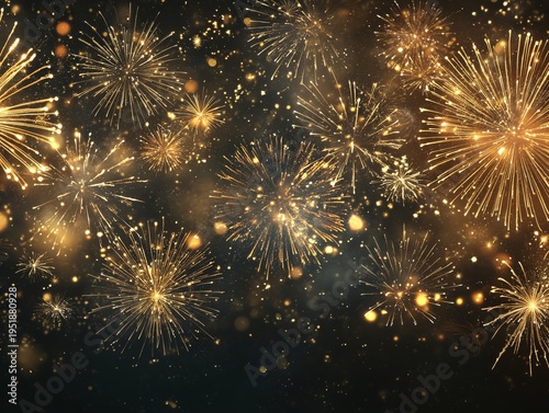 Fireworks Display Lights up the Night Sky During Celebration Event in a Festi...