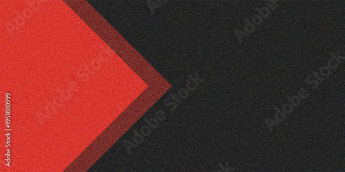 Texture of black paper background, half two colors with red arrow, macro. Structure of dense craft cardboard. stock photo