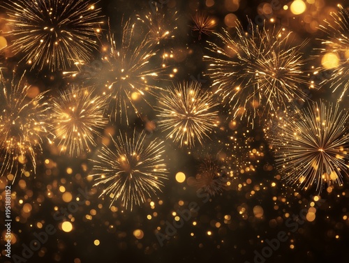 Fireworks Display Lights up the Night Sky During Celebration Event in a Festi...