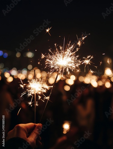 People Celebrate With Sparklers During a Nighttime Event in a Festive Atmosphere
