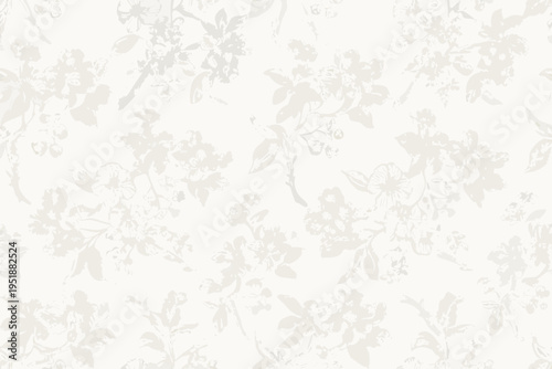 Delicate floral pattern in shades of white and pale gray