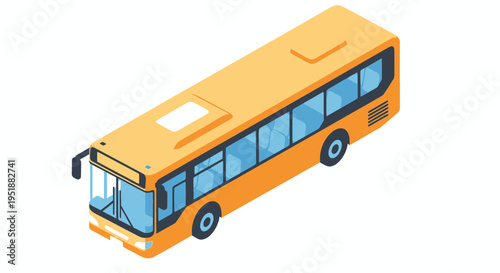 Isometric Yellow City Bus Vehicle Illustration.