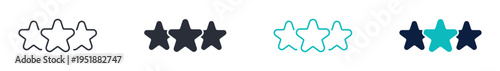 Rating stars icons, customer review and feedback stars symbol, quality rating icon in line and silhouette style, vector illustration