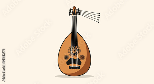Bouquin Ancient Stringed Musical Instrument Illustration