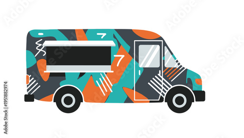 Colorful Food Truck Illustration.