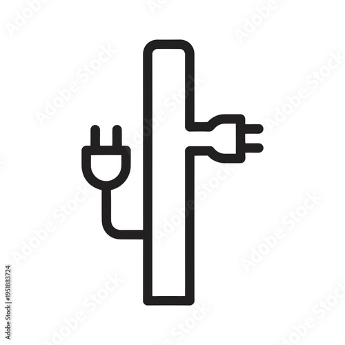 Flat design charging station icon with power plug and wireless symbol