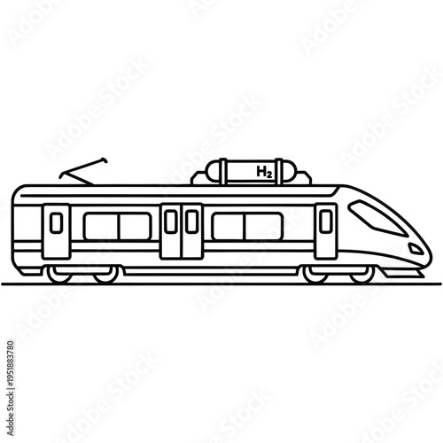 modern commuter train illustration on white background for urban transport design