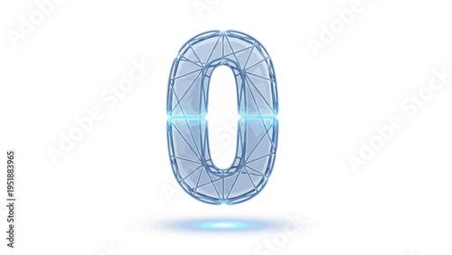Glass Number Zero Icon.