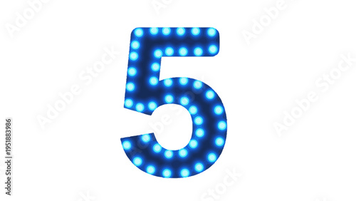 Glowing Blue Number Five.