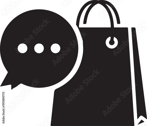 Shopping Bag with Chat Bubble – Customer Communication Illustration