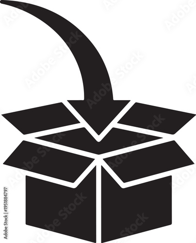 Arrow Into Open Box – Delivery Packaging Concept Illustration