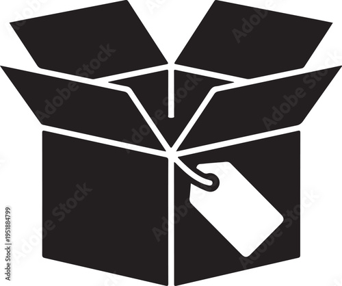 Open Gift Box Tag Surprise Package Vector Icon