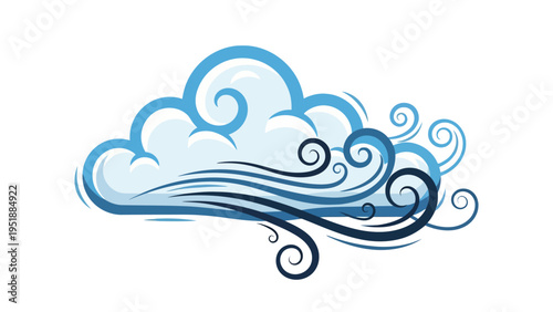 Blue Swirling Cloud Illustration.