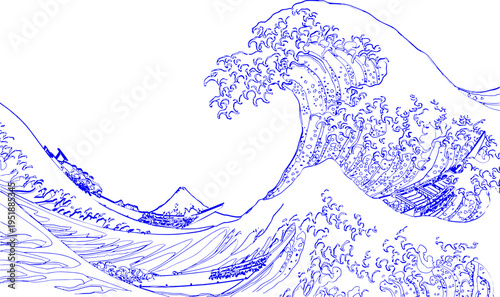 Fotografie Great wave off kanagawa Svg, Japanese Ocean Waves Svg