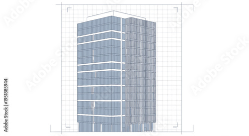 Vector illustration of a blue office building