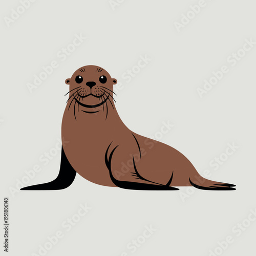 Cute sea lion cartoon character illustration. Friendly marine mammal vector isolated on white background.
