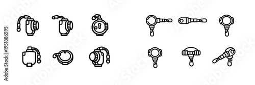 A set of minimalist line art icons depicting various retractable