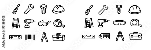 A comprehensive set of minimalist black and white line art icons