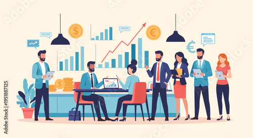 A calm and professional atmosphere, ideal for illustrating workplace dynamics, collaboration, or a positive business environment suitable for marketin