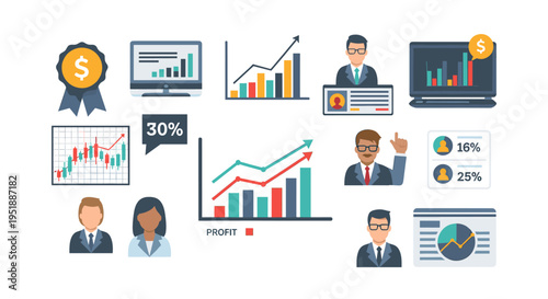 A confident businessperson analyzes performance data, suggesting a focus on strategy, progress, and future growth. Ideal for marketing materials or we